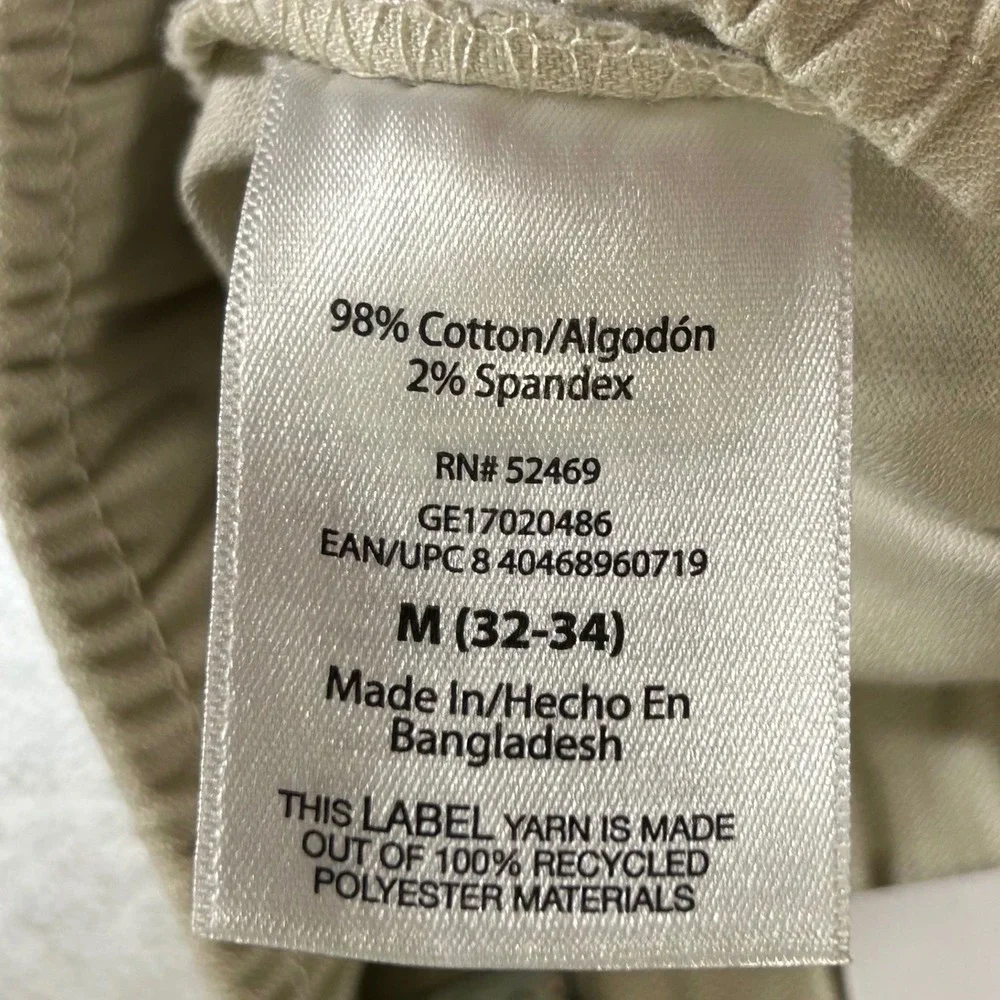 George Mens Weekend Chino Pants Beach Khaki Stretch Comfort Waist Medium 32-34